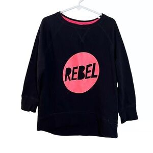 Old Navy Girls Sweatshirt Small 6-7 Black Pink Pullover Rebel Graphic Knit Top